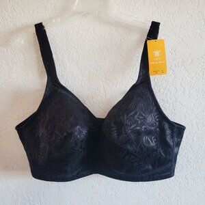 New NWT Wingslove Bra 48D Full Coverage Comfort Minimizer Bra Black Plus